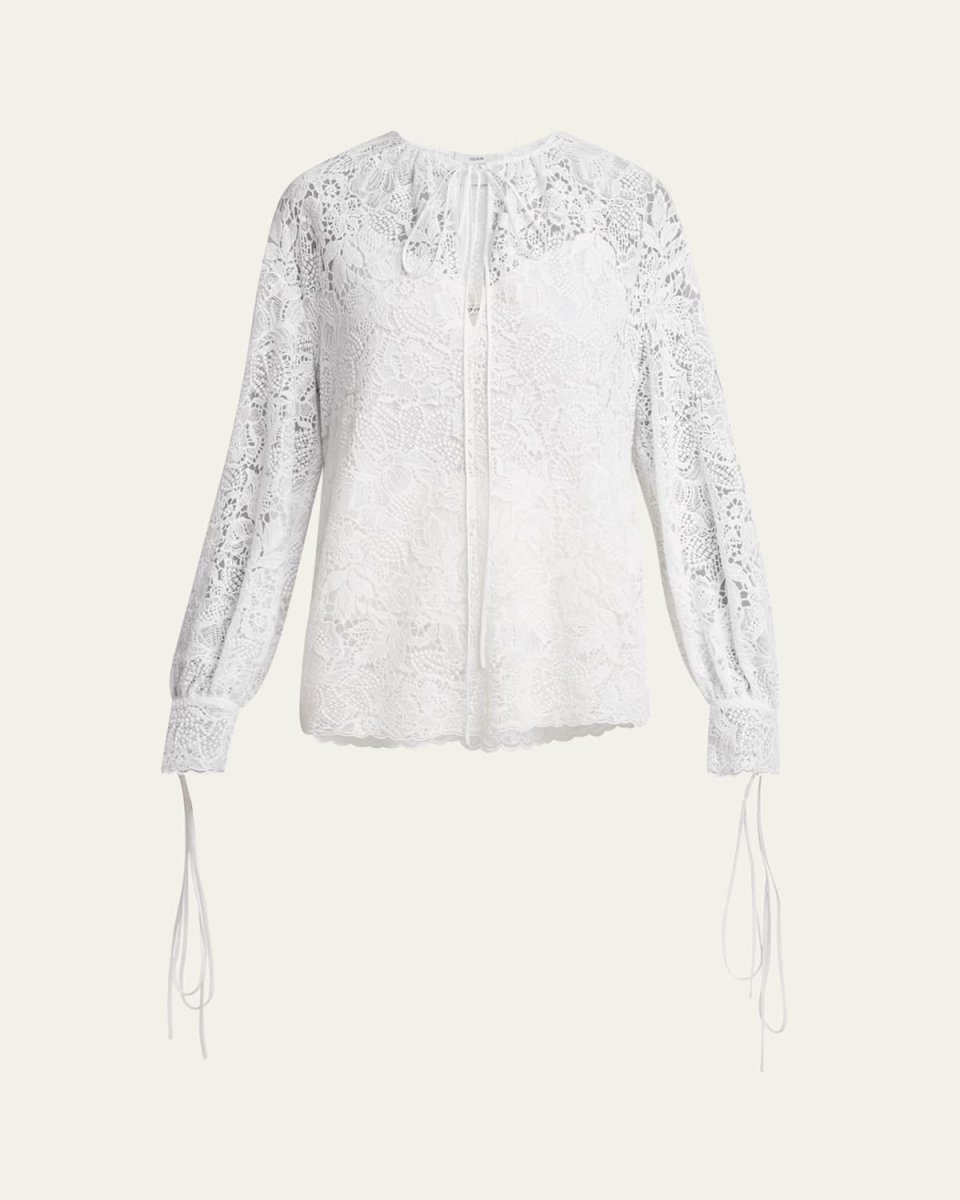 Floral Lace Drawstring Blouse